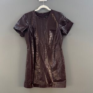 J. Crew Glossy Dark Brown Short Sleeve Dress